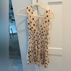 Lilyful Cream Floral Sundress with Black Daisy Print